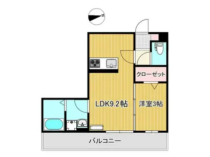 アールアイ南鍛冶町(1LDK/1階)の間取り写真
