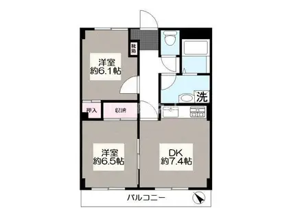 エバールミナス(2DK/2階)の間取り写真