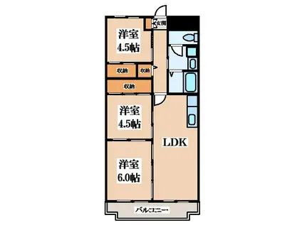 サンプラザ新石切(3LDK/4階)の間取り写真