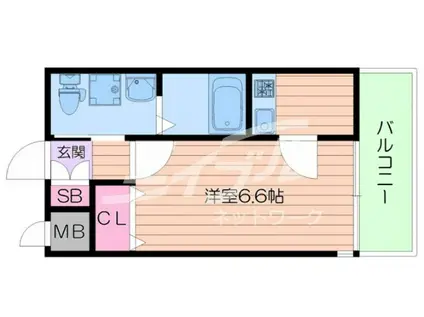 W.O.B.KYOBASHI(1K/6階)の間取り写真