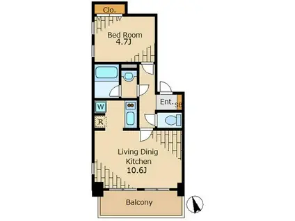 GRASSE(1LDK/4階)の間取り写真