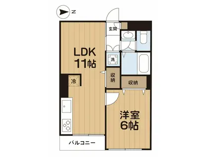 ビューパレス南台(1LDK/1階)の間取り写真