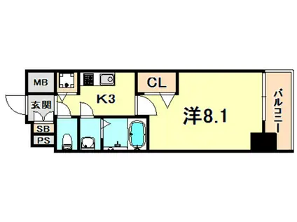 プレサンスKOBEグレンツ(1K/3階)の間取り写真