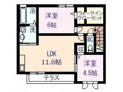 サニーコート平福(2LDK/2階)の間取り写真
