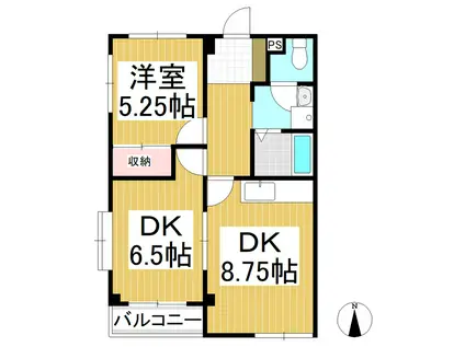 常磐城マンション(2DK/2階)の間取り写真