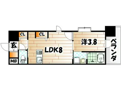 アクシオ北九州(1LDK/4階)の間取り写真