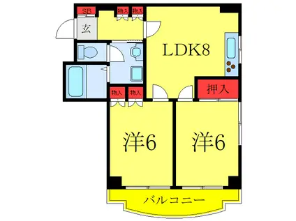 前野町シティハウス(2LDK/3階)の間取り写真