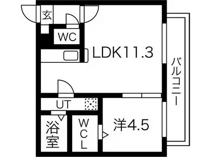 IMMUTABLE2(1LDK/3階)の間取り写真
