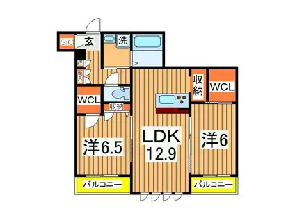 FIELD ノース(2LDK/2階)の間取り写真