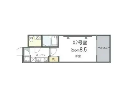 ウエンズ東心斎橋(1K/9階)の間取り写真