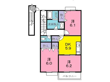 クレストールKIKI B(3DK/2階)の間取り写真