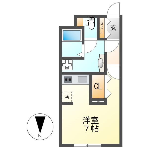 クレストタップ名古屋ウエスト(1K/3階)の間取り写真