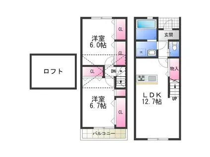 アドラブールヴィラ(2LDK/1階)の間取り写真
