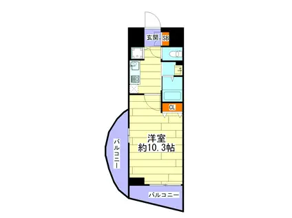 エステムコート難波IIアレグリア(1K/4階)の間取り写真