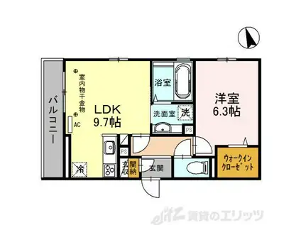 LA LUCE南茨木(1LDK/3階)の間取り写真