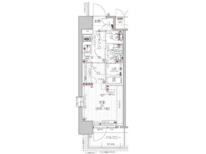 エスリード弁天町ルシェンテ(1K/10階)の間取り写真