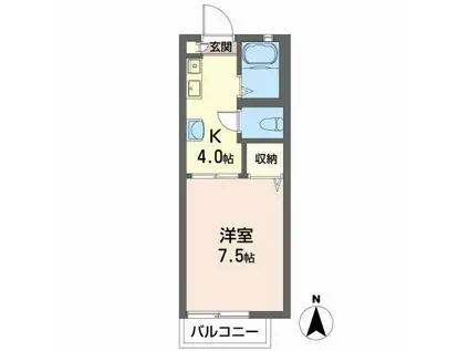 フレグランス中筋(1K/2階)の間取り写真