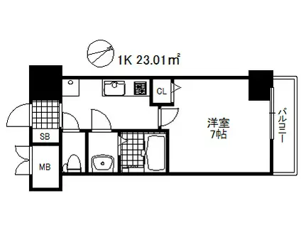 クレストタップ神戸湊町ノアール(1K/1階)の間取り写真
