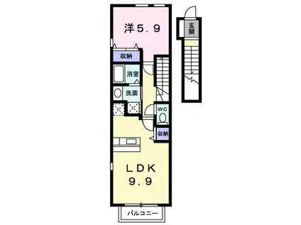 デスパシオ(1LDK/2階)の間取り写真