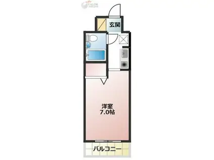 ライオンズマンション相模大野第6(1K/6階)の間取り写真