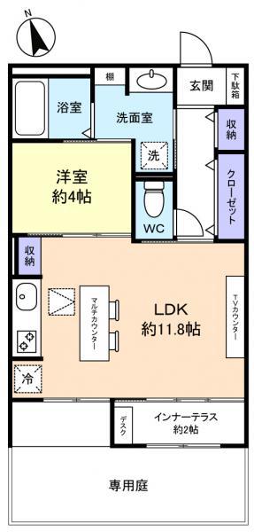パークエステート I(1LDK/1階)の間取り写真