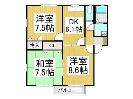 ディアス柏王 A(3DK/2階)の間取り写真