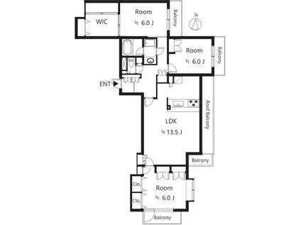 LAURIER(3LDK/4階)の間取り写真