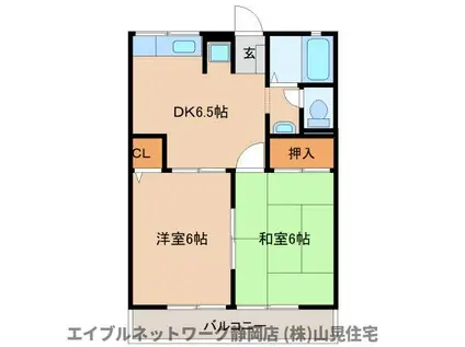 ラ・メールB(2DK/1階)の間取り写真