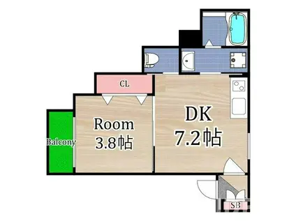 Z COURT 京橋(1DK/2階)の間取り写真