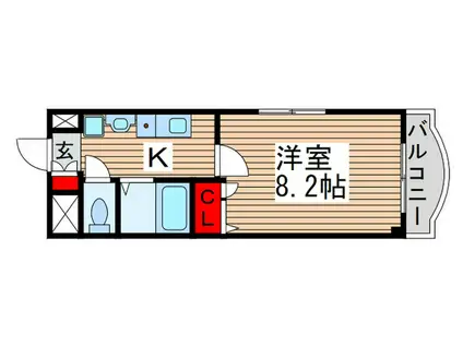 ラ・テール(1K/4階)の間取り写真