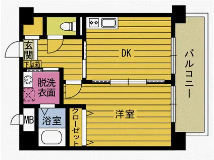 パティオハイツ豊島(1DK/4階)の間取り写真