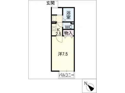 エステート(1K/2階)の間取り写真