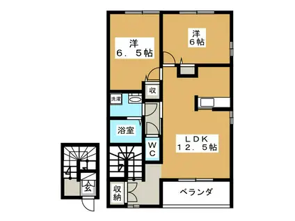 フロリアード(2LDK/2階)の間取り写真