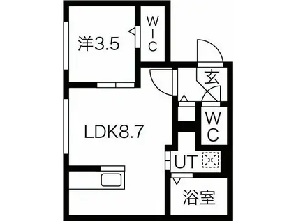 ASTAGE宮の沢(1LDK/3階)の間取り写真