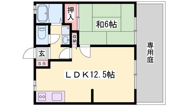 クレモナハイツ田寺(1LDK/1階)の間取り写真