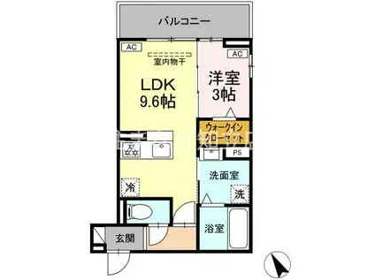 ルナジア(1LDK/2階)の間取り写真