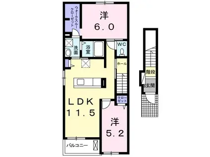 エスポワールII(2LDK/2階)の間取り写真