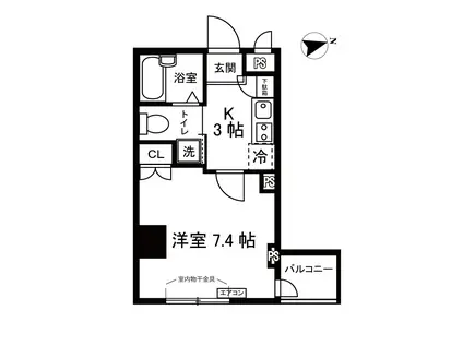 ノースコート北山田(1K/2階)の間取り写真