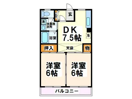 ドマーニ府中(2DK/1階)の間取り写真