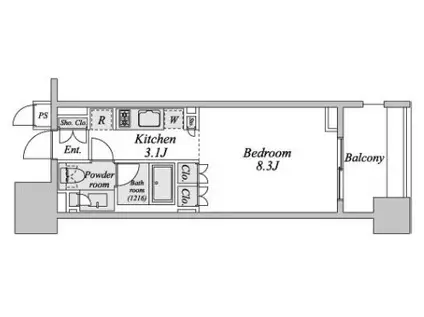 レジディア芝浦KAIGAN(ワンルーム/3階)の間取り写真