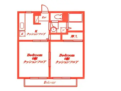 シーサイド逗子B棟(2K/1階)の間取り写真