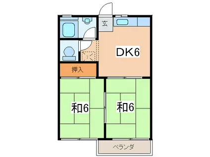 ヒカリハイツ(2DK/2階)の間取り写真