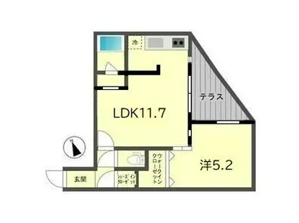 カーサ琴似 CARERA KOTONI(1LDK/1階)の間取り写真