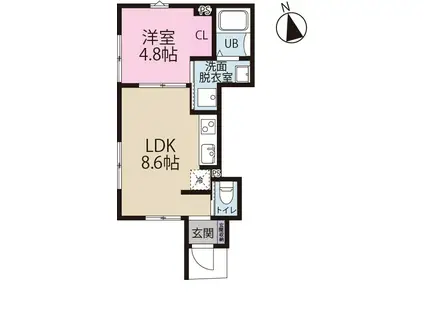 ファーレ本八幡(1LDK/1階)の間取り写真