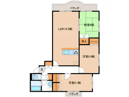 ドルチェ光陽(3LDK/3階)の間取り写真