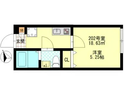 CFジオーレ川崎(1K/2階)の間取り写真