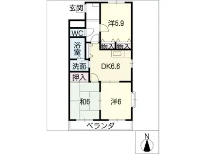 レジアスハイム遼仙II(3DK/3階)の間取り写真