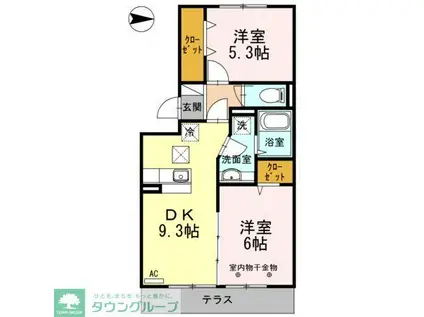 セジュール保塚A(2DK/2階)の間取り写真