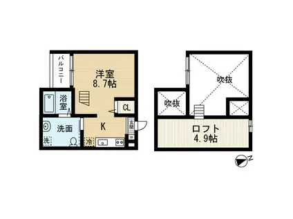 ARIA(1K/2階)の間取り写真