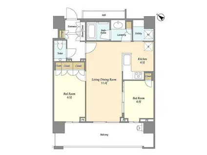 クロスエアタワー(2LDK/26階)の間取り写真